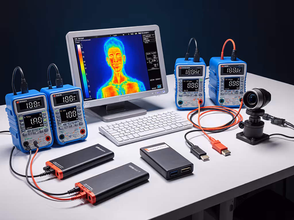 multi-port_power_bank_test_setup_with_usb_meters_and_thermal_imaging